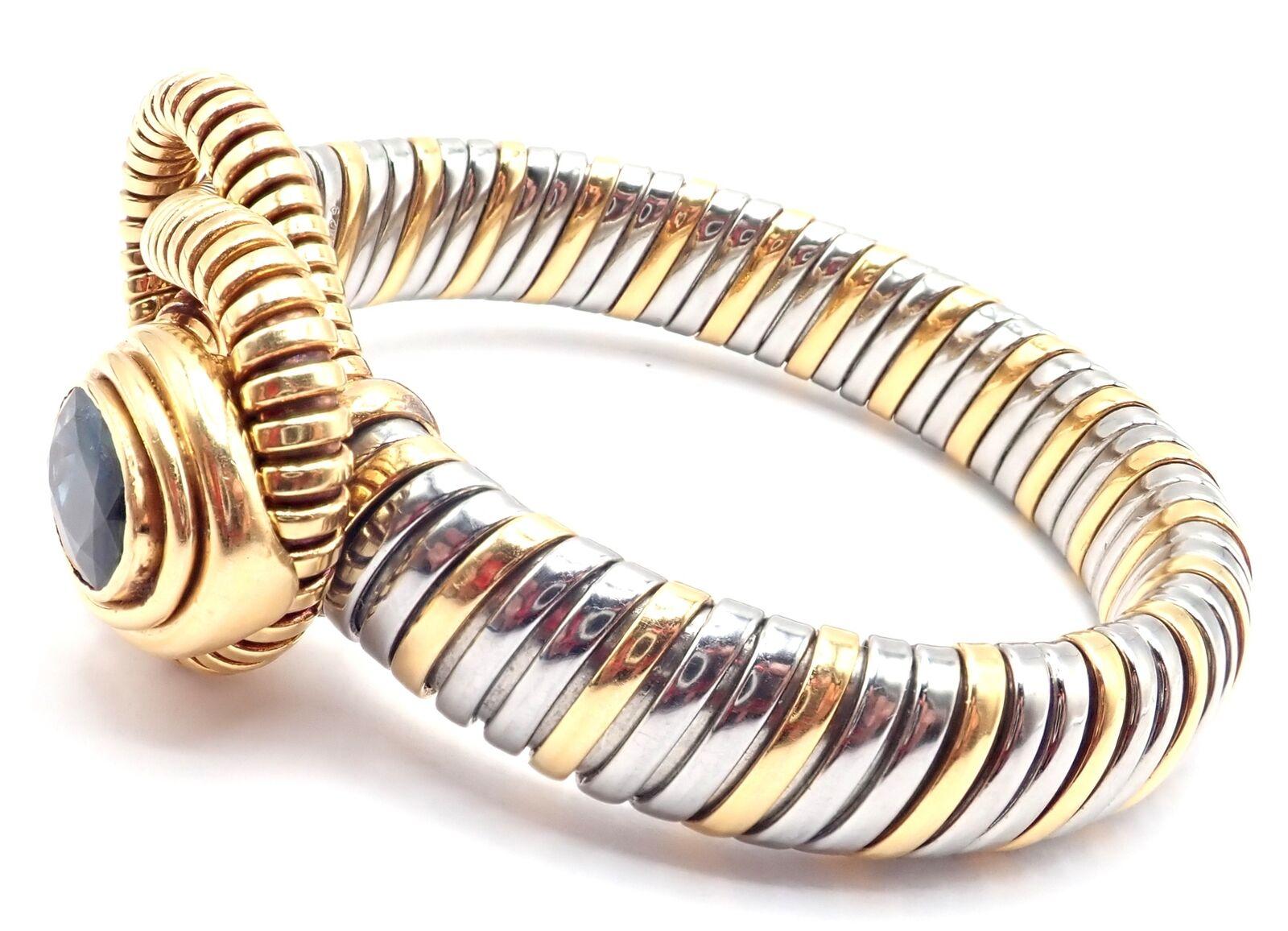 Women's or Men's Cartier London Blue Topaz Stainless Steel Yellow Gold Hercules Knot Bracelet