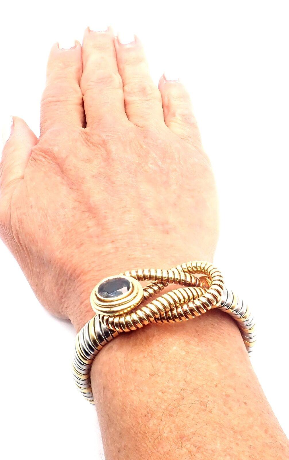 Cartier London Blue Topaz Stainless Steel Yellow Gold Hercules Knot Bracelet 4