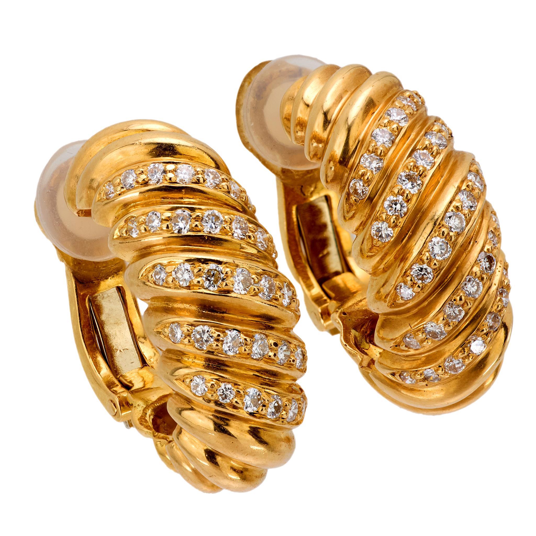 Modern Cartier London diamond 18k yellow gold earrings