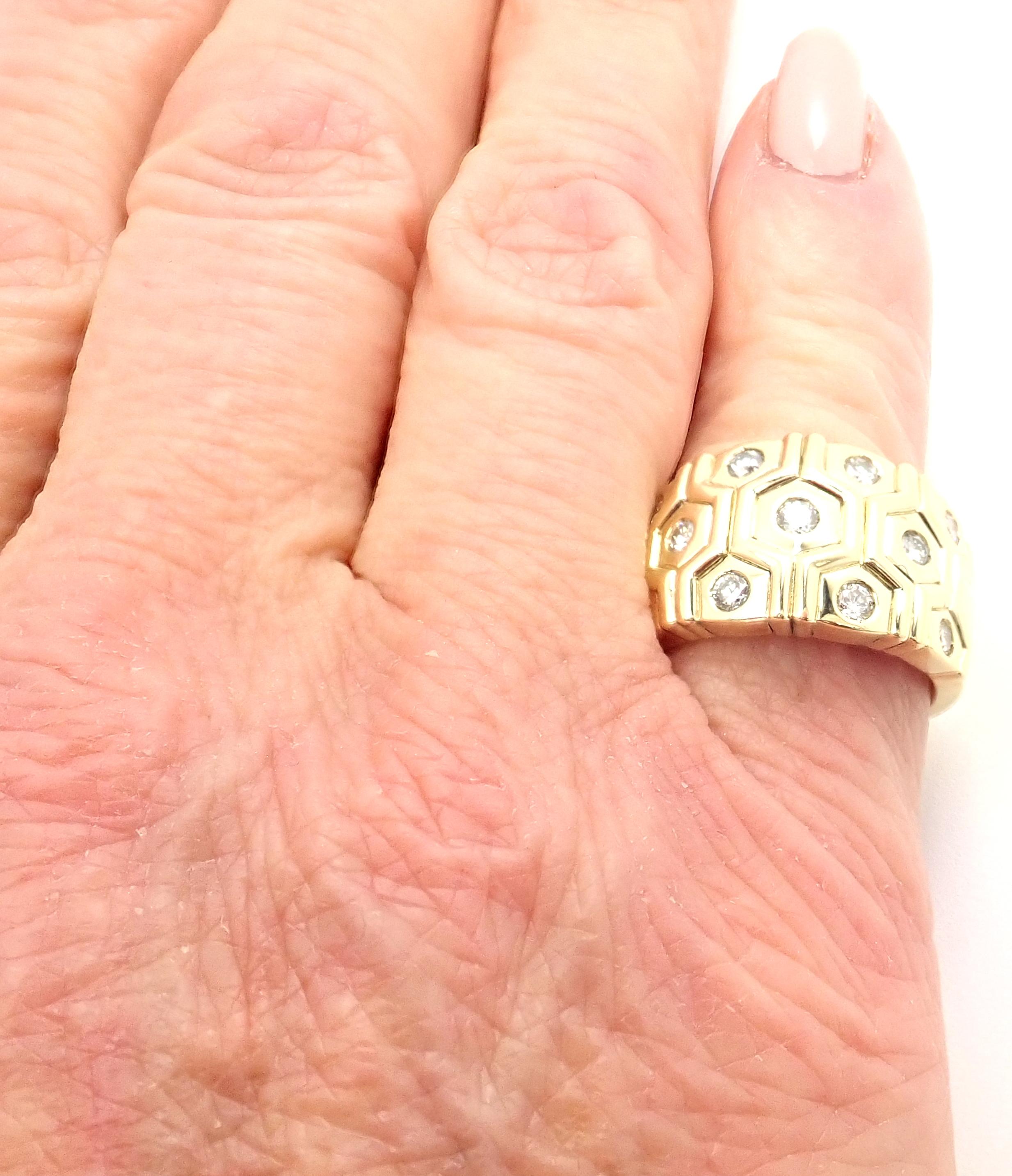 Cartier London Diamond Beehive Yellow Gold Wide Band Ring 2