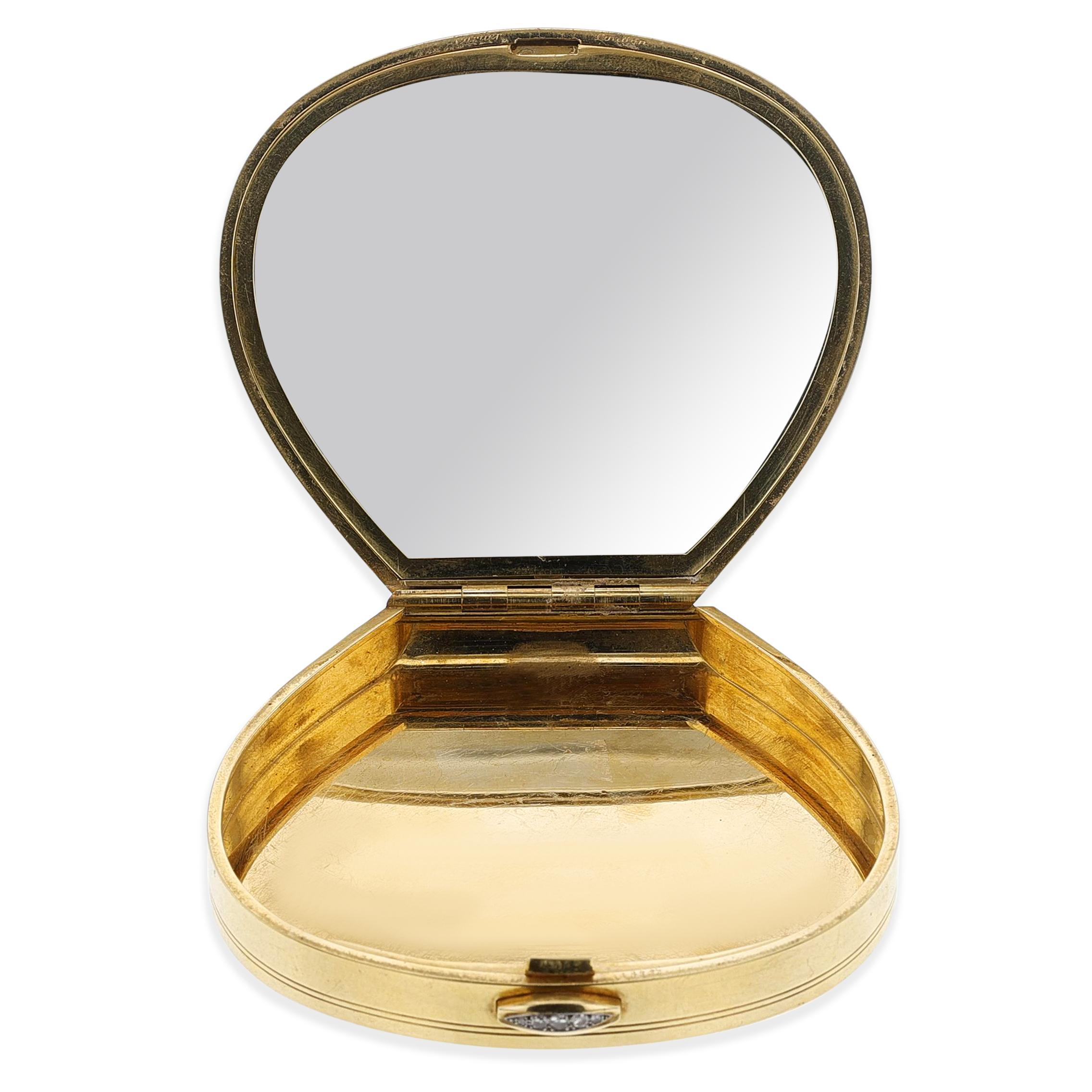 Cartier Londres Estuche Floral con Espejo de Diamantes en Excelente estado para la venta en New York, NY