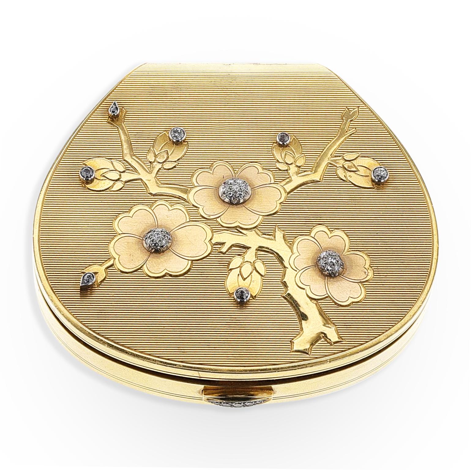 Femenino o masculino Cartier Londres Estuche Floral con Espejo de Diamantes en venta