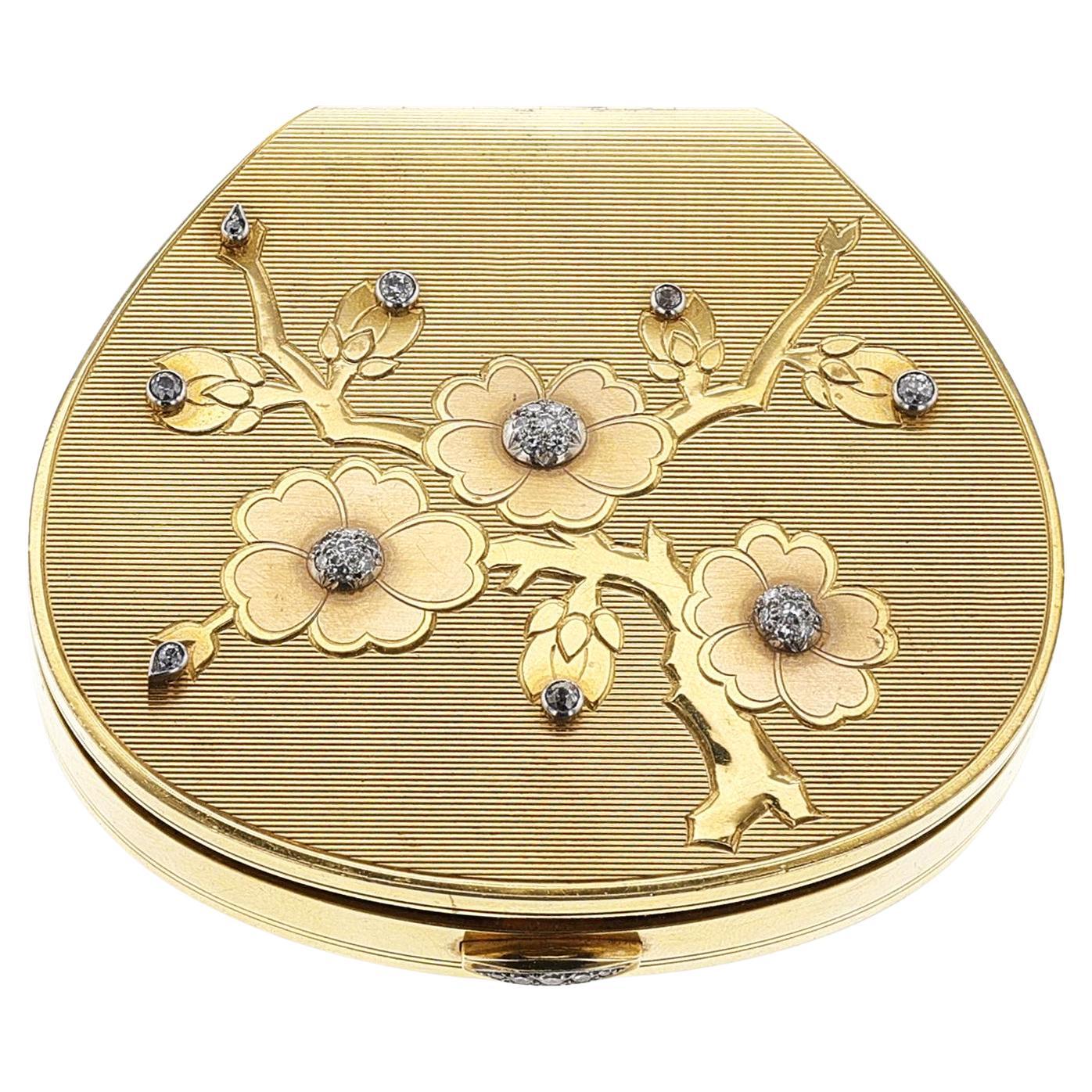 Cartier Londres Estuche Floral con Espejo de Diamantes en venta