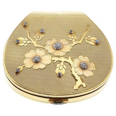 Vintage Cartier London Floral Design with Diamond Mirror Case