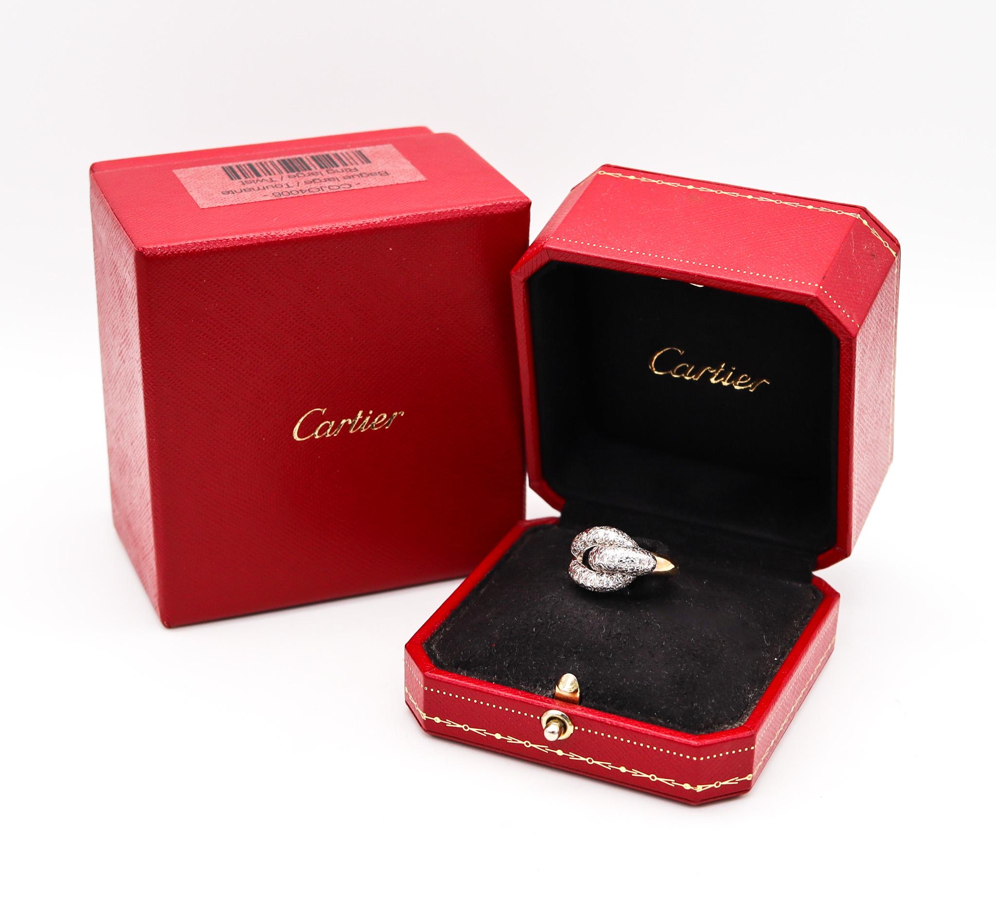 Modernist Cartier London Knot Cocktail Ring in 18 Karat Gold with 2.12ctw in Diamonds For Sale