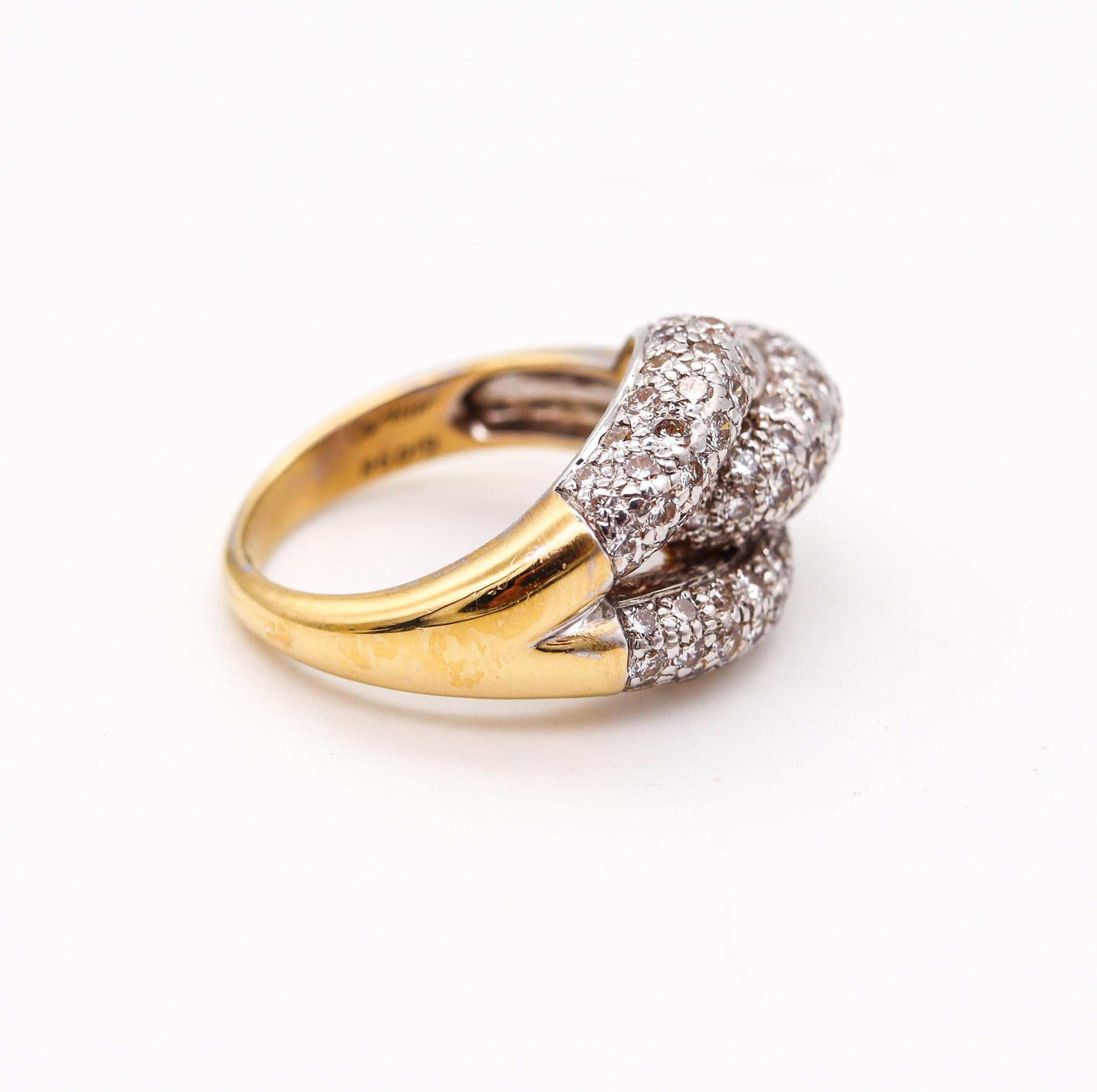 Brilliant Cut Cartier London Knot Cocktail Ring in 18 Karat Gold with 2.12ctw in Diamonds For Sale