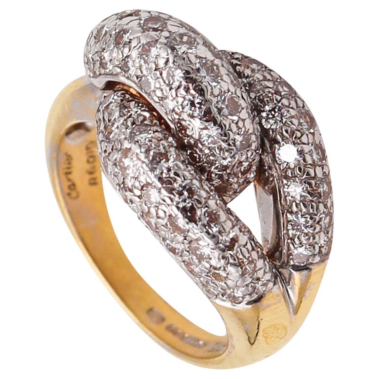Cartier knot cocktail ring in 18k gold with diamonds, 1991