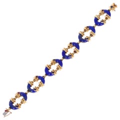 Cartier London Lapis Lazuli with Ruby and Sapphire Yellow Gold Bracelet