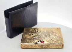 Cartier London Gold Lava Pattern Cigarette Case Compact Pill Box with Gemstone