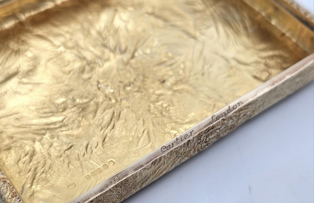 Women's or Men's Cartier London Gold Lava Pattern Cigarette Case Compact Pill Box with Gemstone