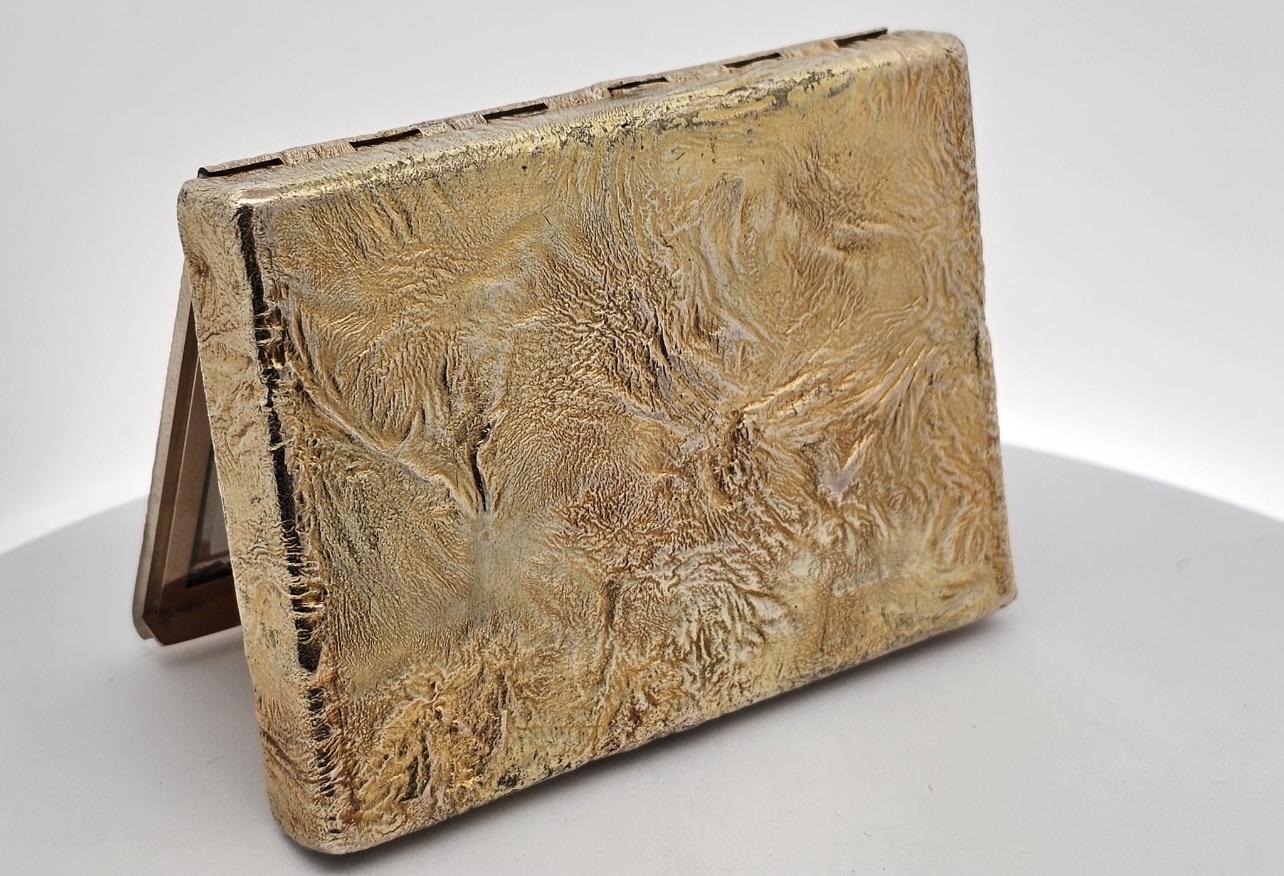 Cartier London Gold Lava Pattern Cigarette Case Compact Pill Box with Gemstone 2