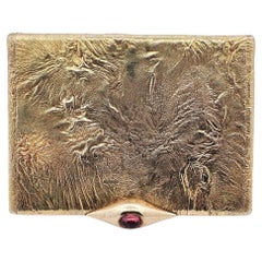 Cartier London Gold Lava Pattern Cigarette Case Compact Pill Box with Gemstone