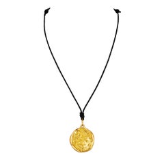 Cartier London Leo Zodiac Gold Vintage Pendant Cord Necklace