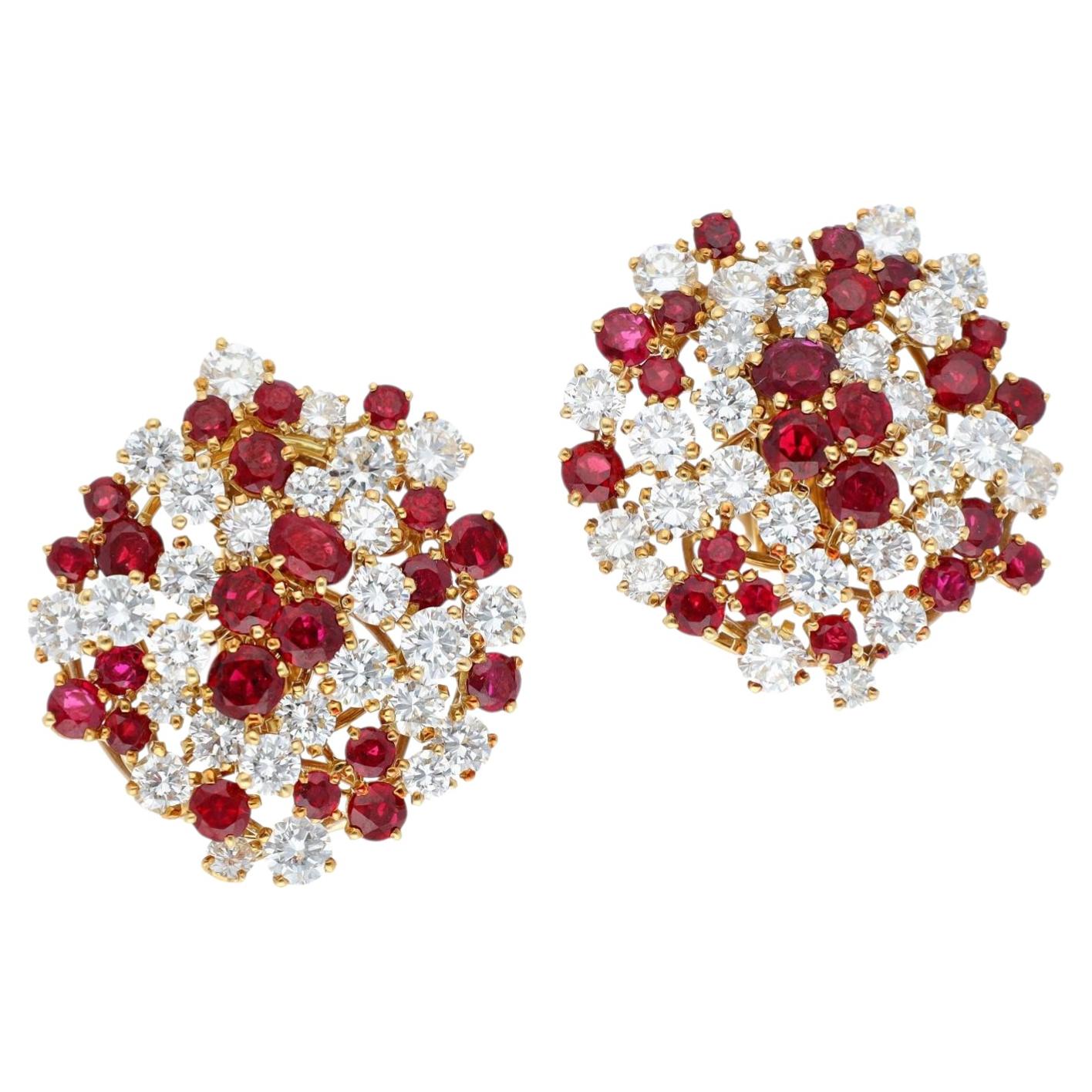 CARTIER LONDON Ruby and Diamond Ear Clips
