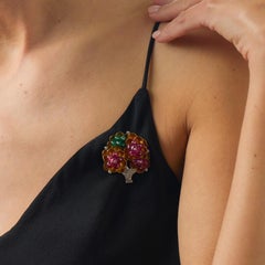 Cartier London ruby emerald diamond 18k yellow gold Tutti Frutti brooch