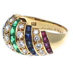 Cartier London Ruby Sapphire Diamond 18 Karat Ring