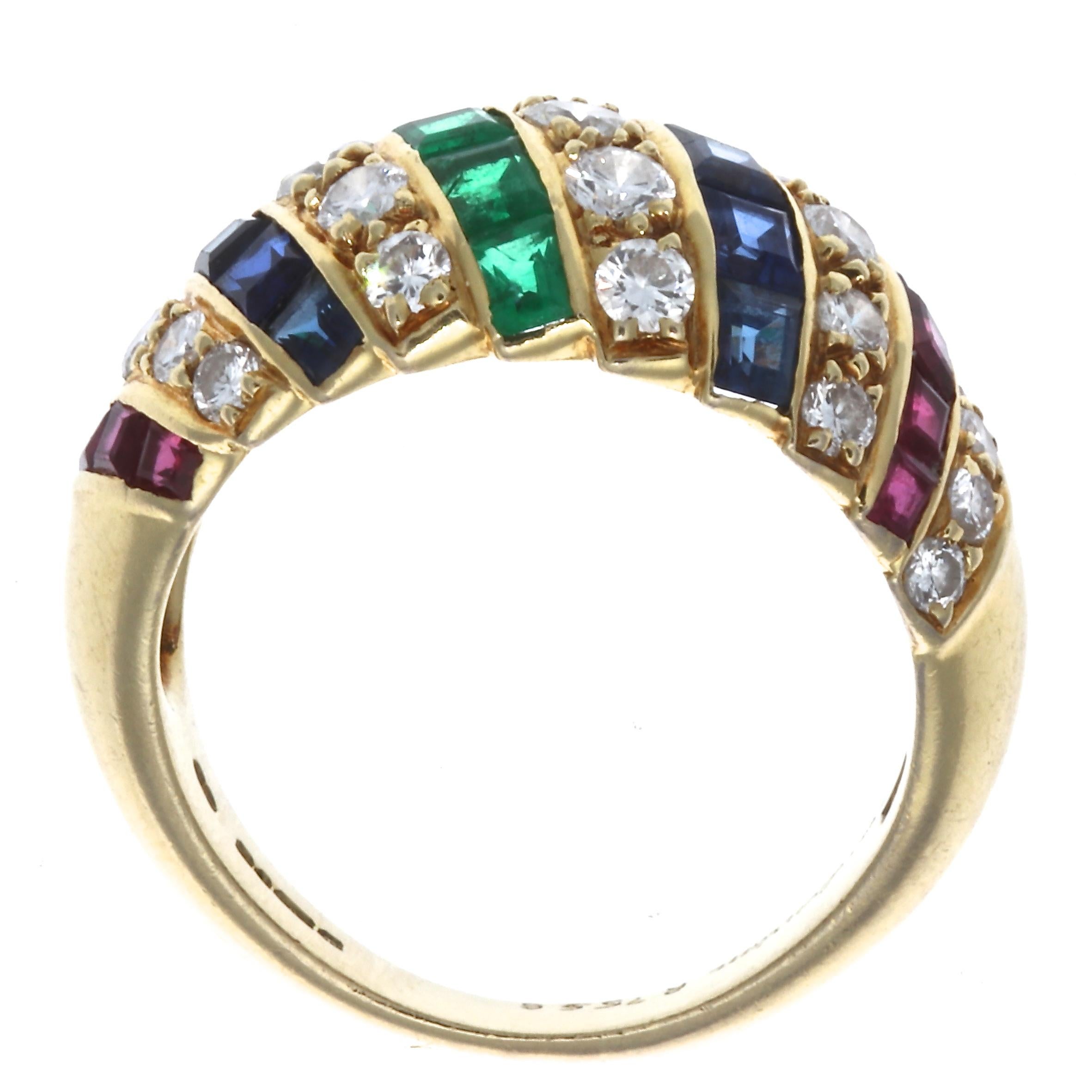 Contemporary Cartier London Ruby Sapphire Diamond 18 Karat Ring