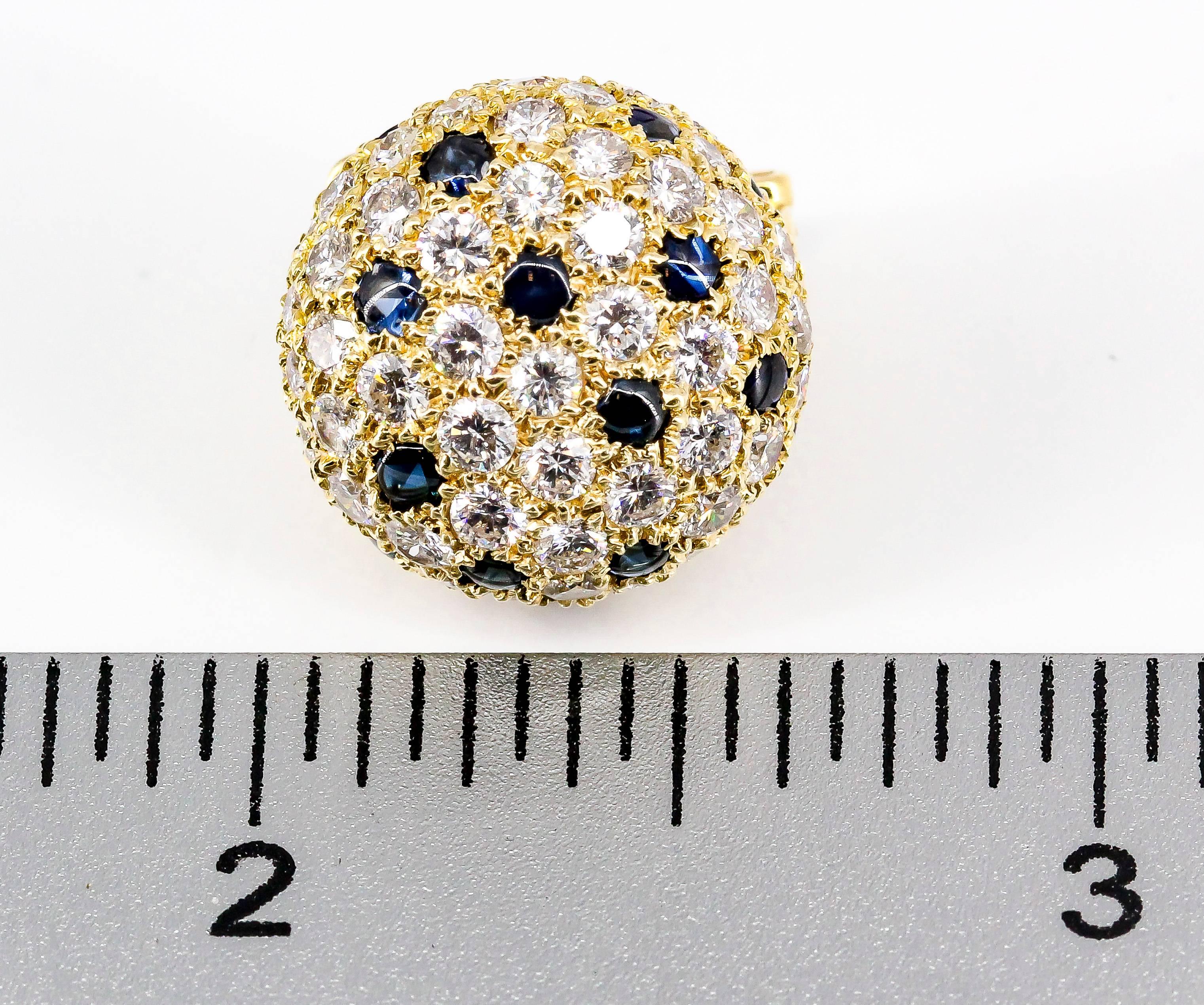 Cartier London Sapphire Diamond Gold Dome Earrings 1