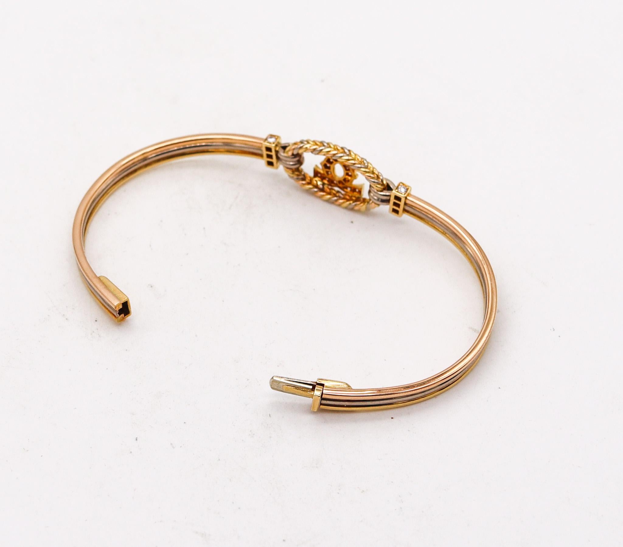 Women's or Men's Cartier London Vintage Trinity Bangle Bracelet In 18Kt Gold With VS Diamonds