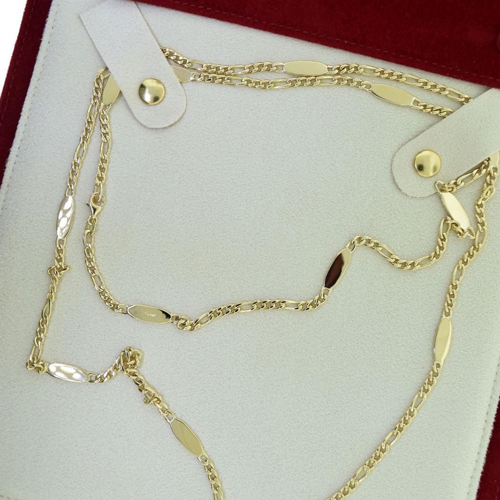 Cartier Lange Gelbgold Oval Spiegelkette Gliederhalskette mit Beutel im Angebot 1