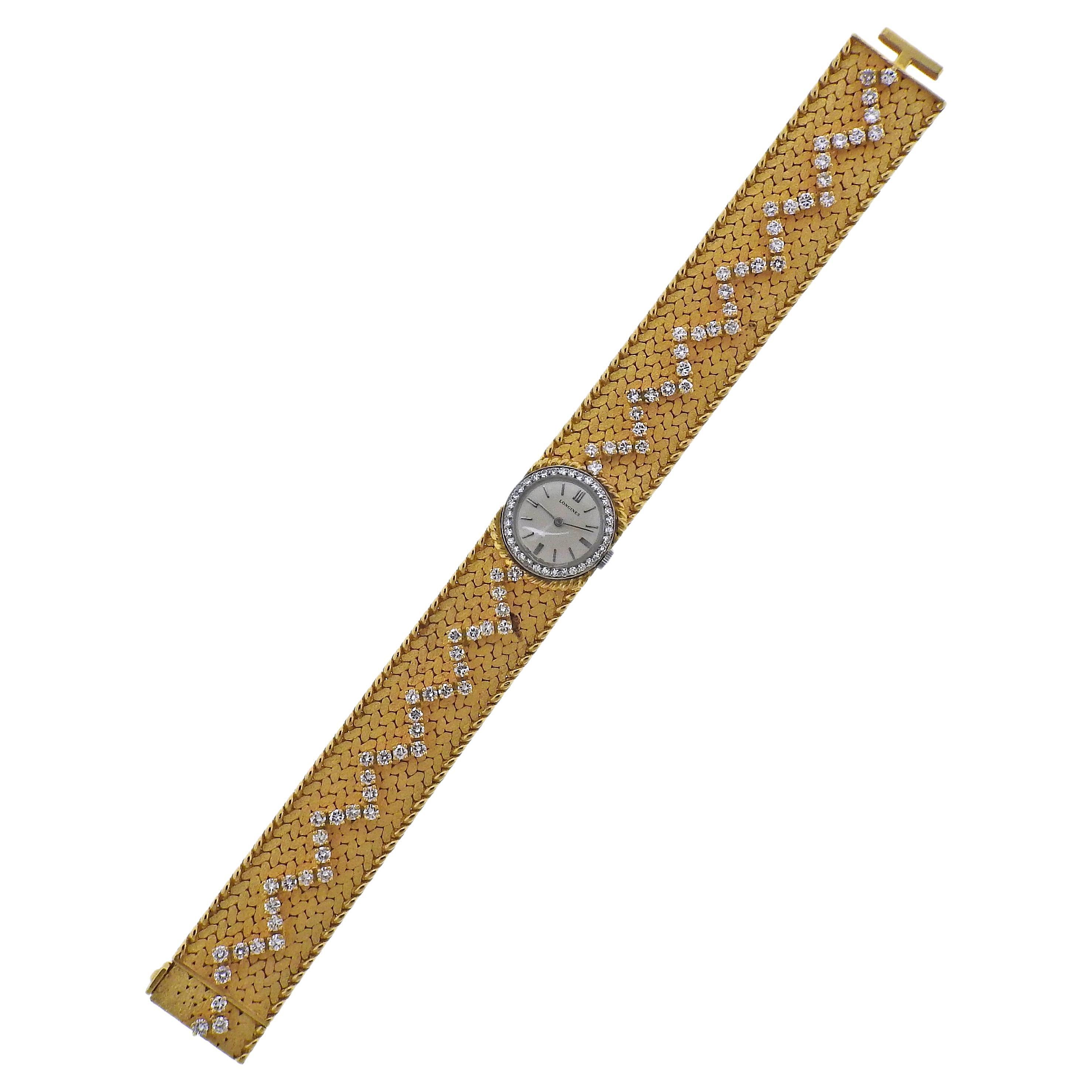 Cartier Longines Diamond Gold Watch Bracelet