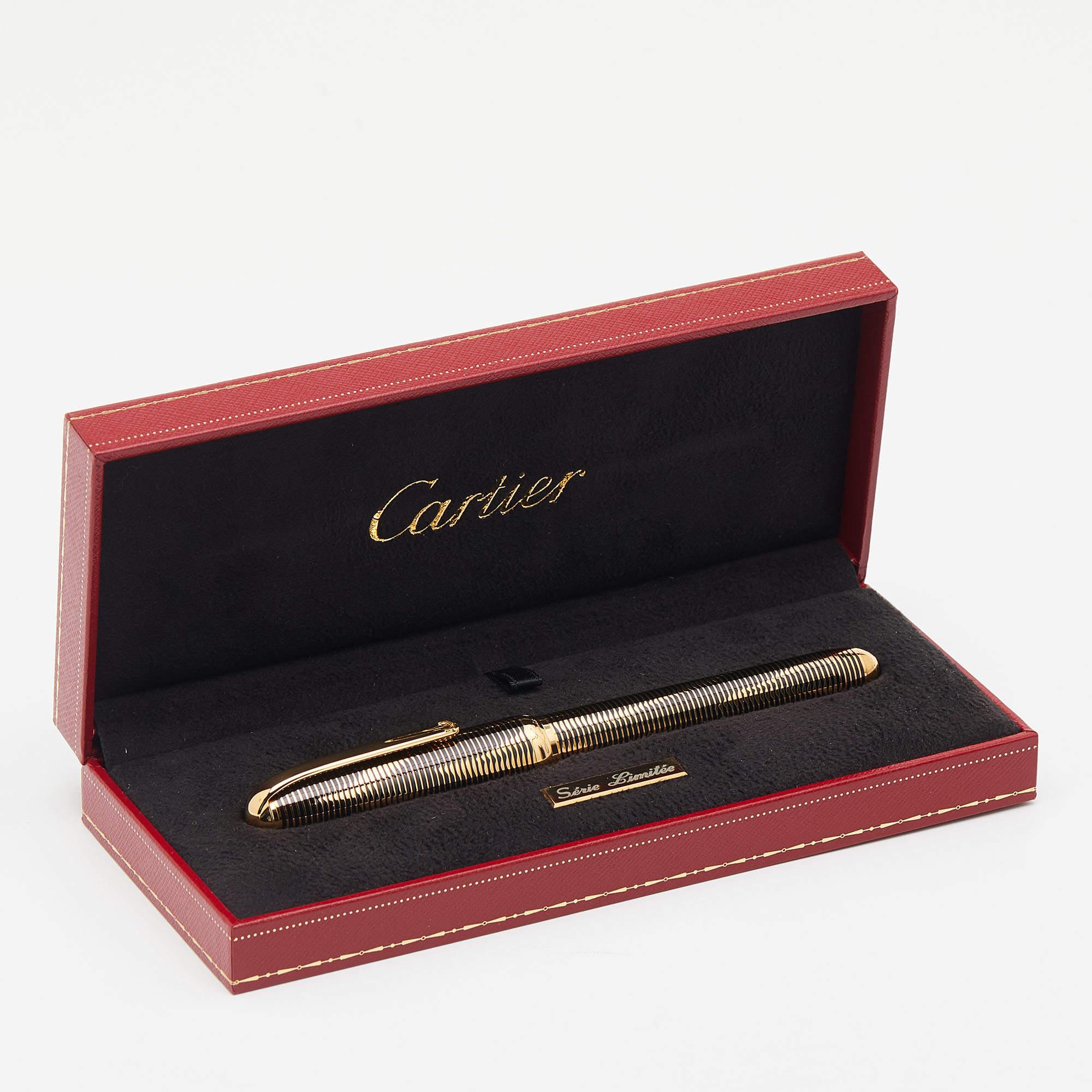 Cartier Louis Cartier Limited Series Gold Plated Fountain Pen 18K Gold Nib In Good Condition In Dubai, Al Qouz 2