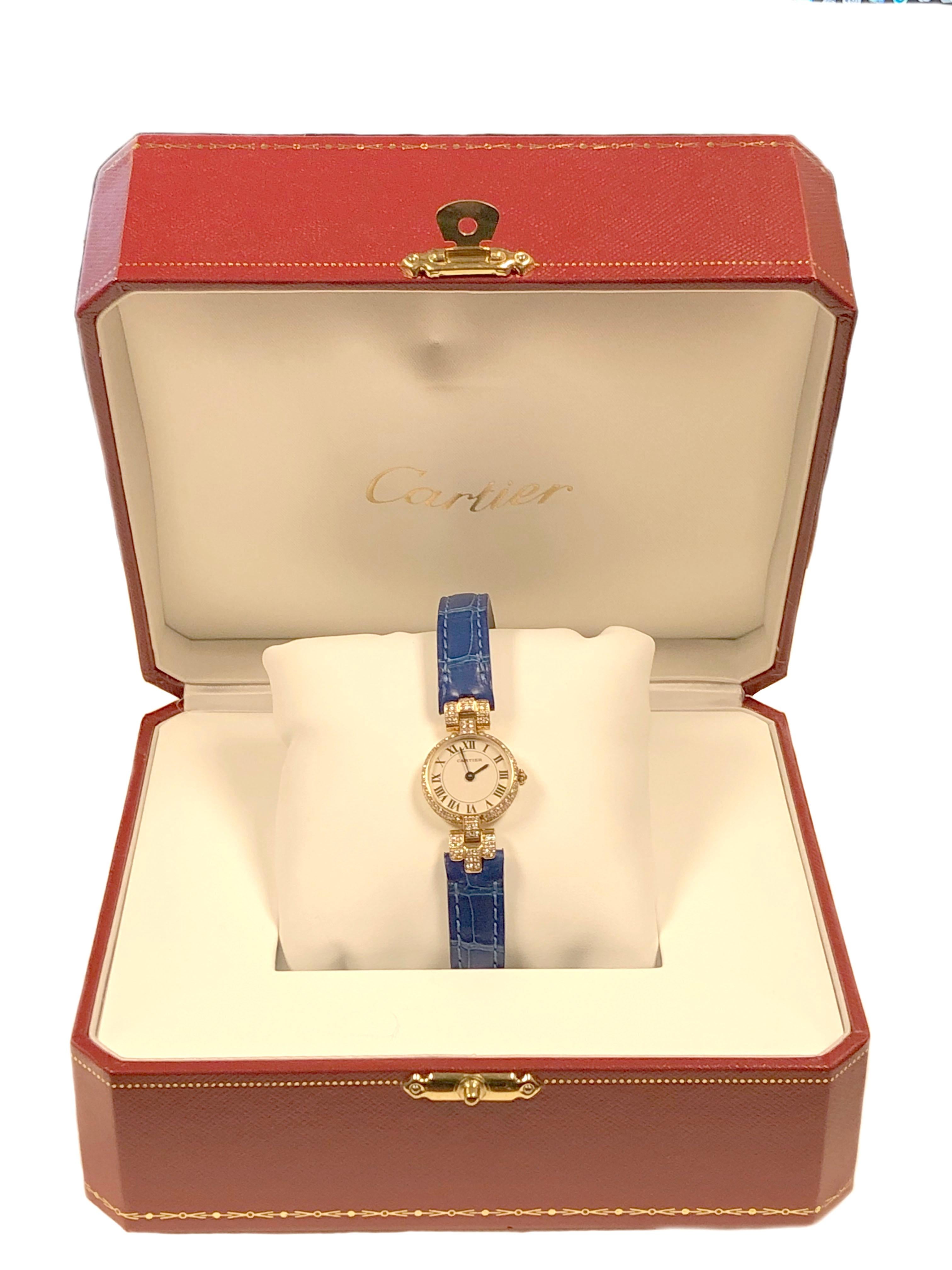 Cartier Louis Cartier Vendome Gold und Diamanten Damen Quarz-Armbanduhr 4