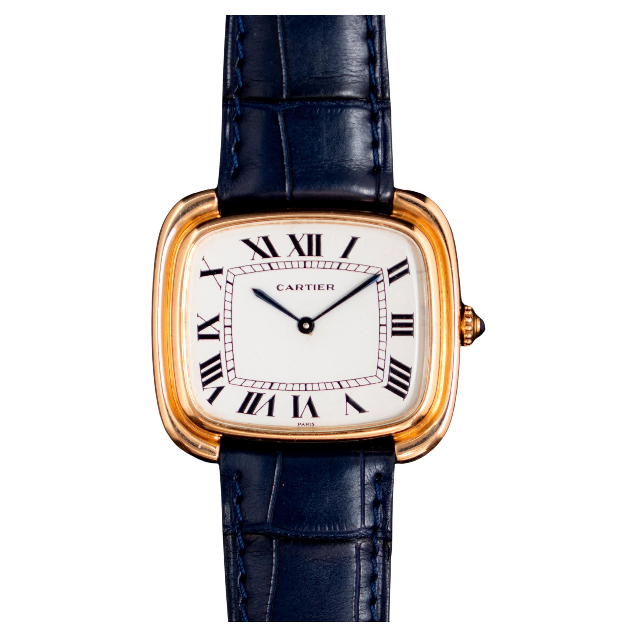 Cartier Louis Gondole en or jaune 18 carats XL Jumbo Horizontal Paris cadran 9705, 1970 en vente