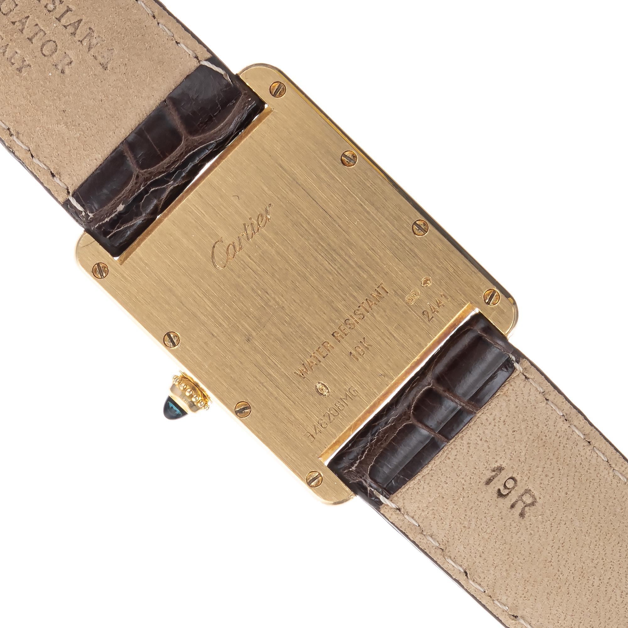 Cartier Louis Tank Date Yellow Gold Wristwatch In Good Condition In Stamford, CT
