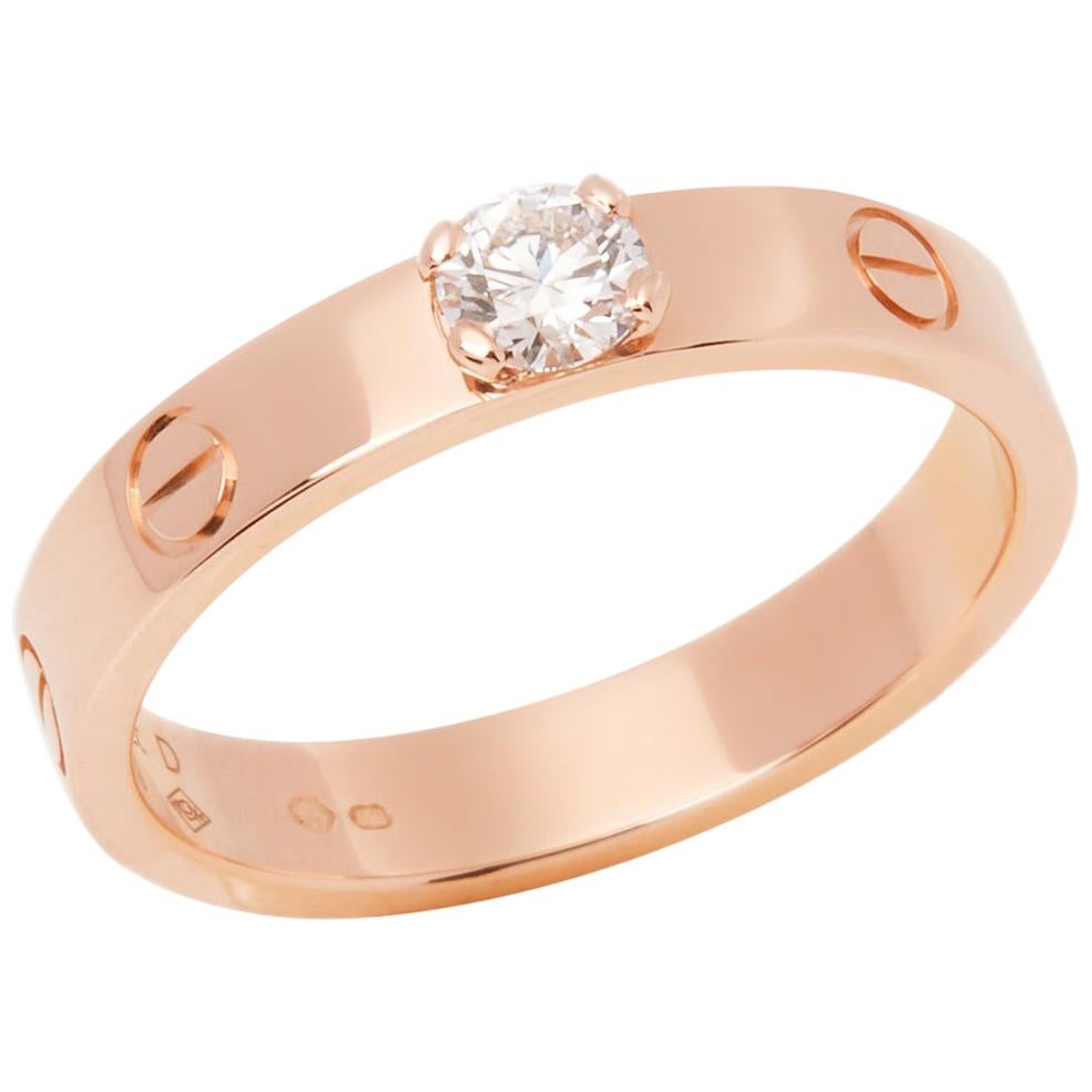 Cartier Love 0.24 Carat Solitaire 18 Carat Rose Gold Ring at 1stDibs | cartier  love solitaire, love solitaire ring price, cartier love solitaire ring