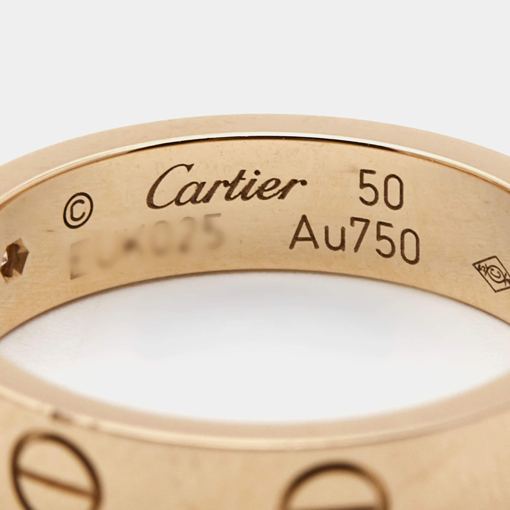 Cartier Love 1 Diamond 18k Rose Gold Ring Size 50 1