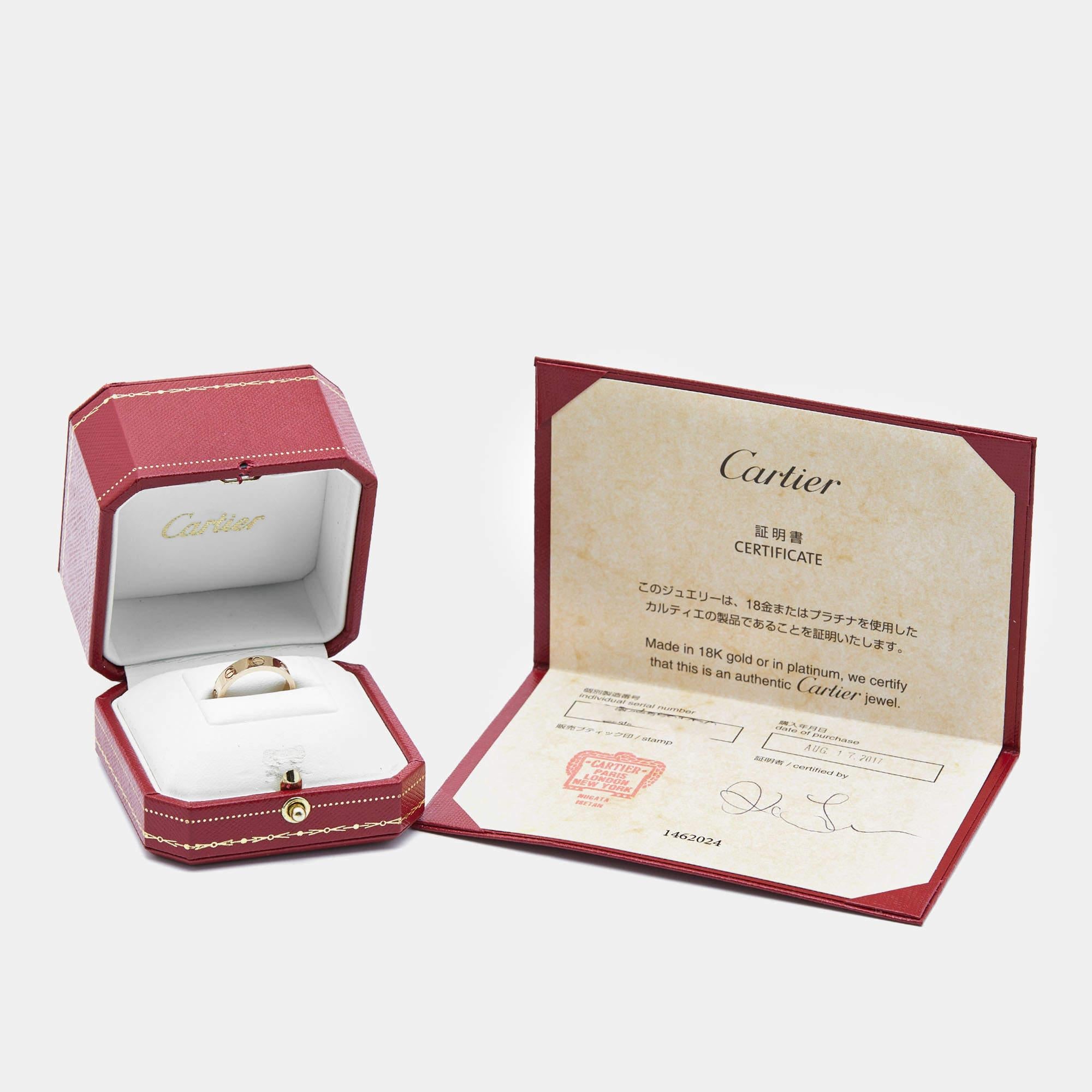 Cartier Love 1 Diamond 18k Rose Gold Ring Size 50 2