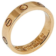 Cartier Love 1 Diamond 18K Rose Gold Wedding Band Ring Size 50