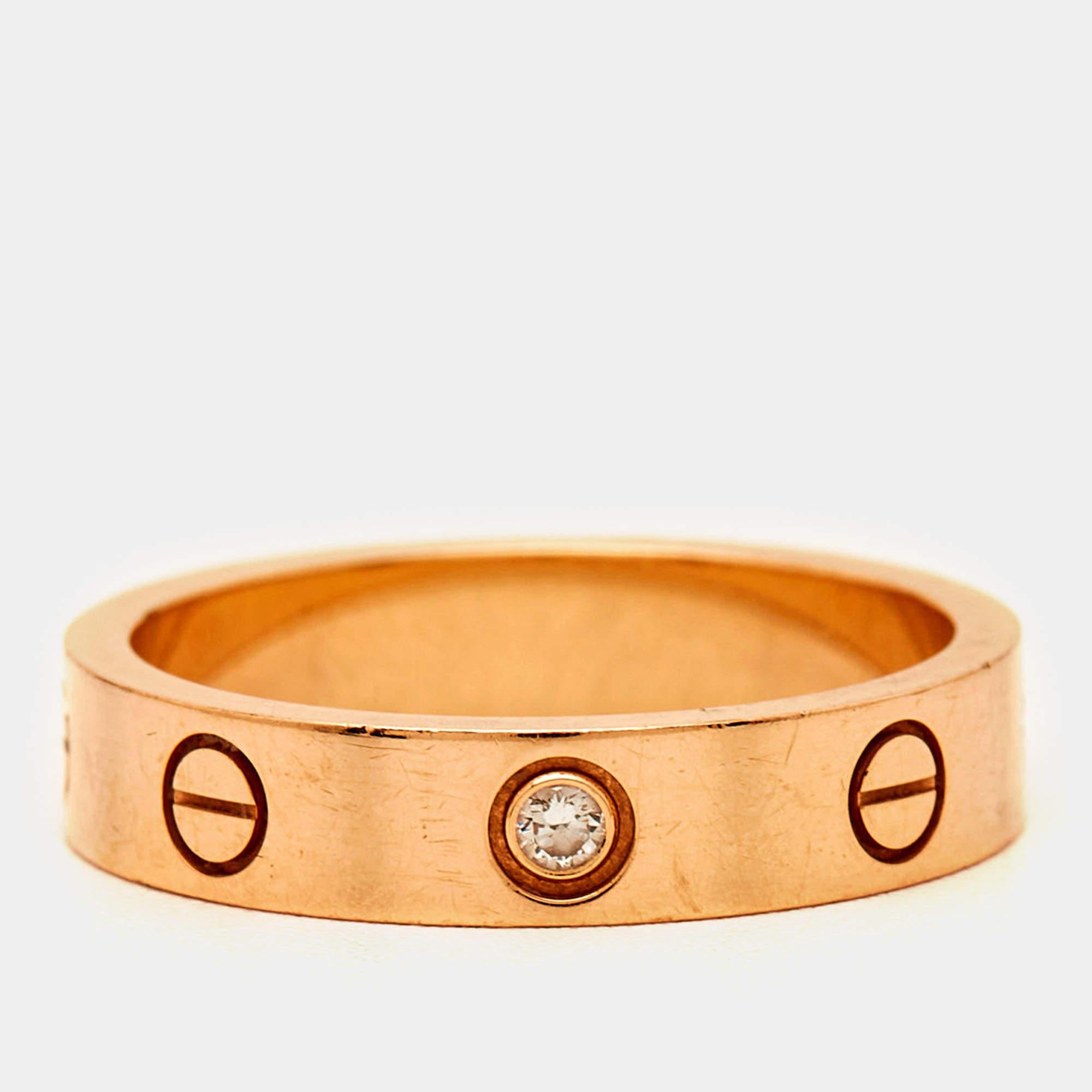 Cartier's Love band continues to be a favored choice when it comes to choosing a wedding or engagement ring and even as a special addition to one's collection. A ring version of the Love bracelet from the 1970s, this creation heralds the idea of