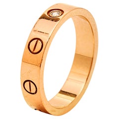 Used Cartier Love 1 Diamond 18k Rose Gold Wedding Band Ring Size 52