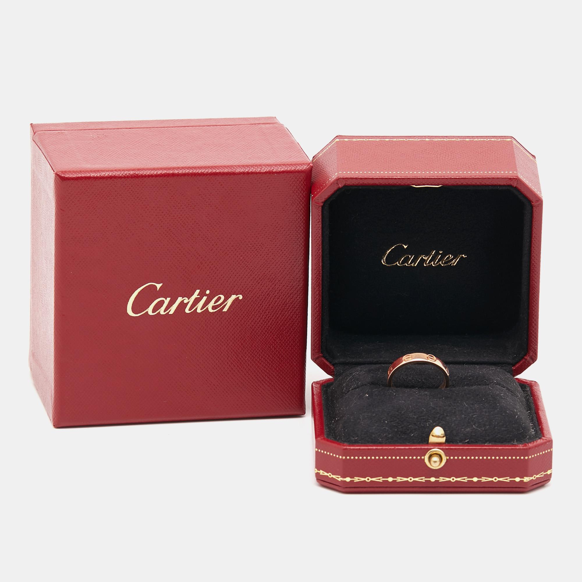 Cartier Love 1 Diamond 18k Rose Gold Wedding Band Ring Size 54 In Good Condition In Dubai, Al Qouz 2