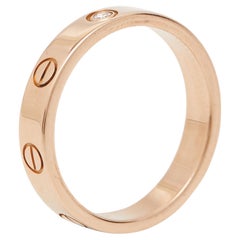 Cartier Love 1 Diamond 18k Rose Gold Wedding Band Ring Size 54