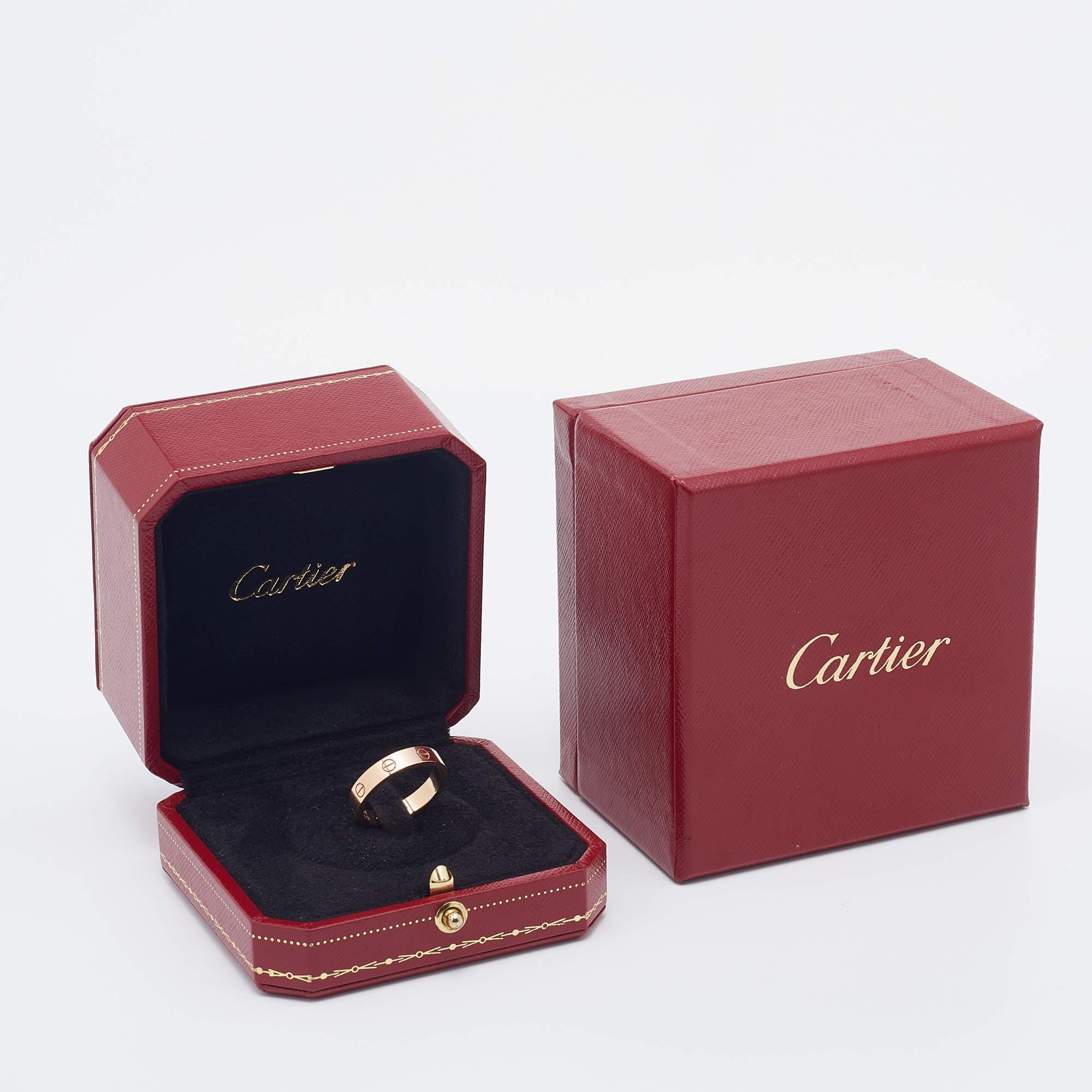 Cartier Love 1 Diamond 18k Rose Gold Wedding Band Ring Size 55 In Fair Condition In Dubai, Al Qouz 2