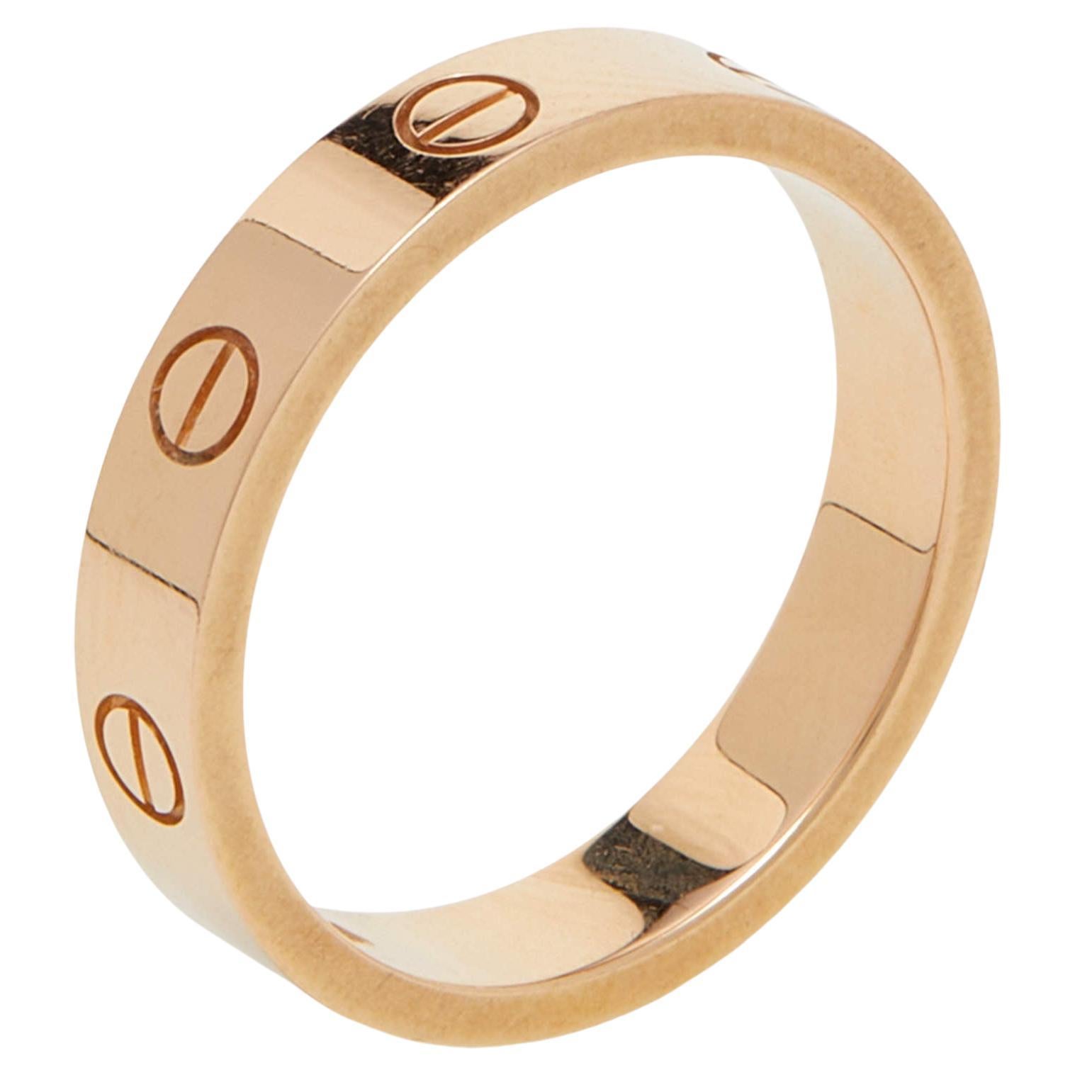 Cartier Love 1 Diamond 18k Rose Gold Wedding Band Ring Size 55