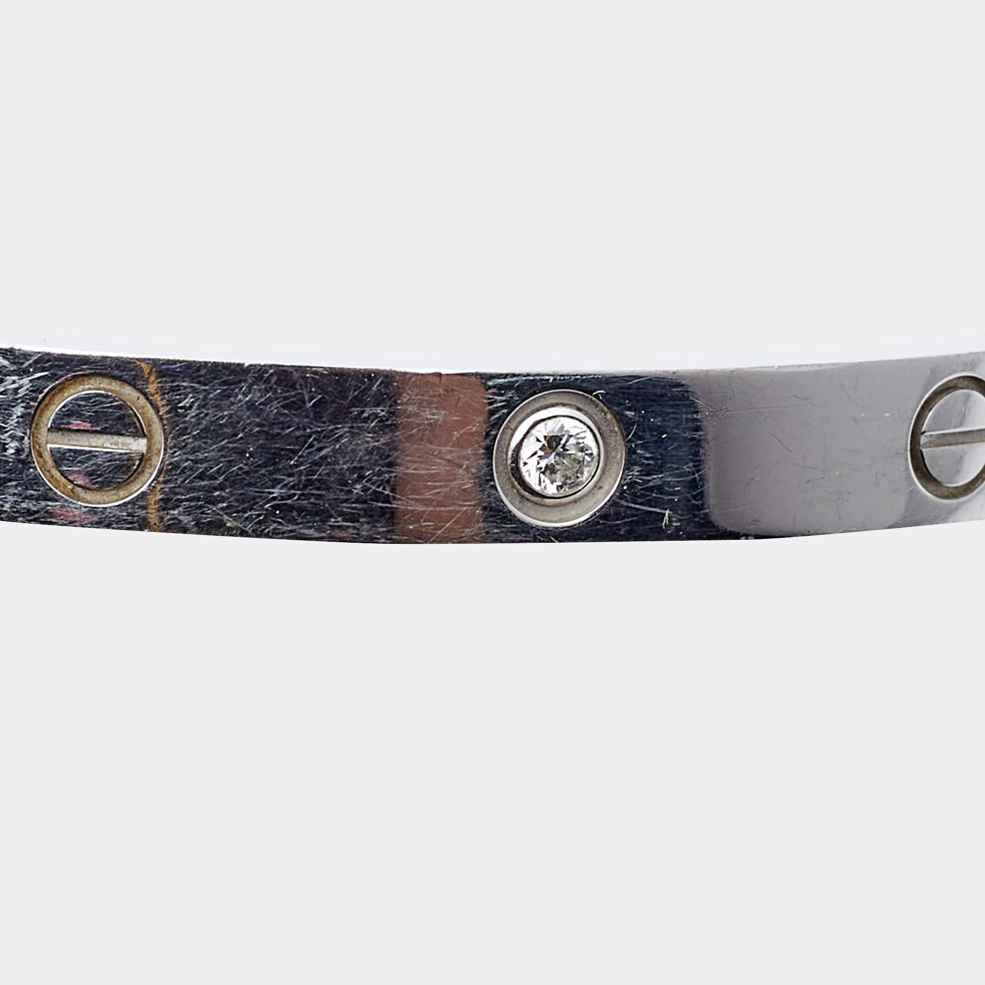 Cartier Love 1 Diamante Bracciale in oro bianco 18 carati In condizioni buone a Dubai, Al Qouz 2