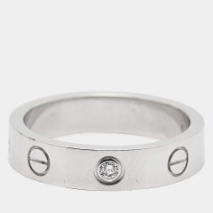 Cartier Love 1 Diamond 18K White Gold Narrow Wedding Band Ring Size 49