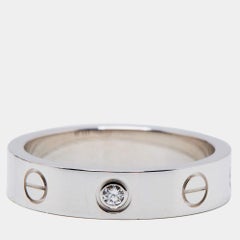Cartier Love 1 Diamond 18K White Gold Narrow Wedding Band Ring Size 49