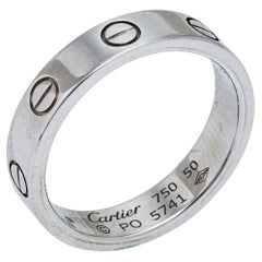 Cartier Love 1 Diamond 18K White Gold Wedding Band Ring Size 50