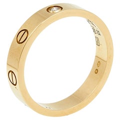 Cartier Love 1 Diamond 18k Yellow Gold Band Ring Size 55