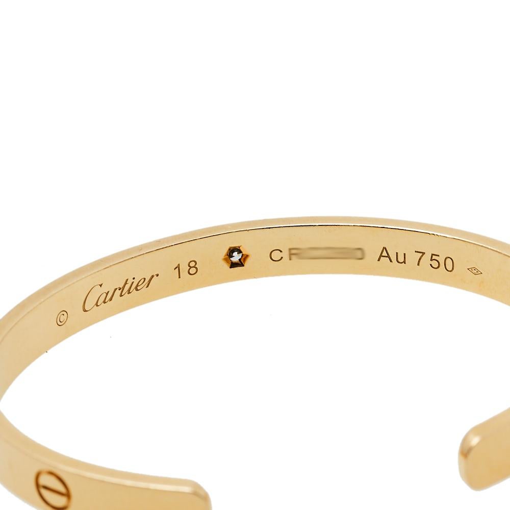 Cartier Love 1 Diamond 18K Yellow Gold Open Cuff Bracelet 18 2