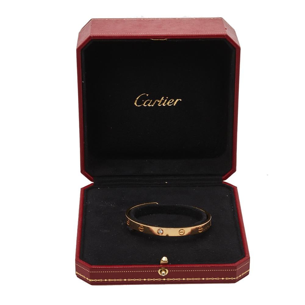 Cartier Love 1 Diamond 18K Yellow Gold Open Cuff Bracelet 18 3