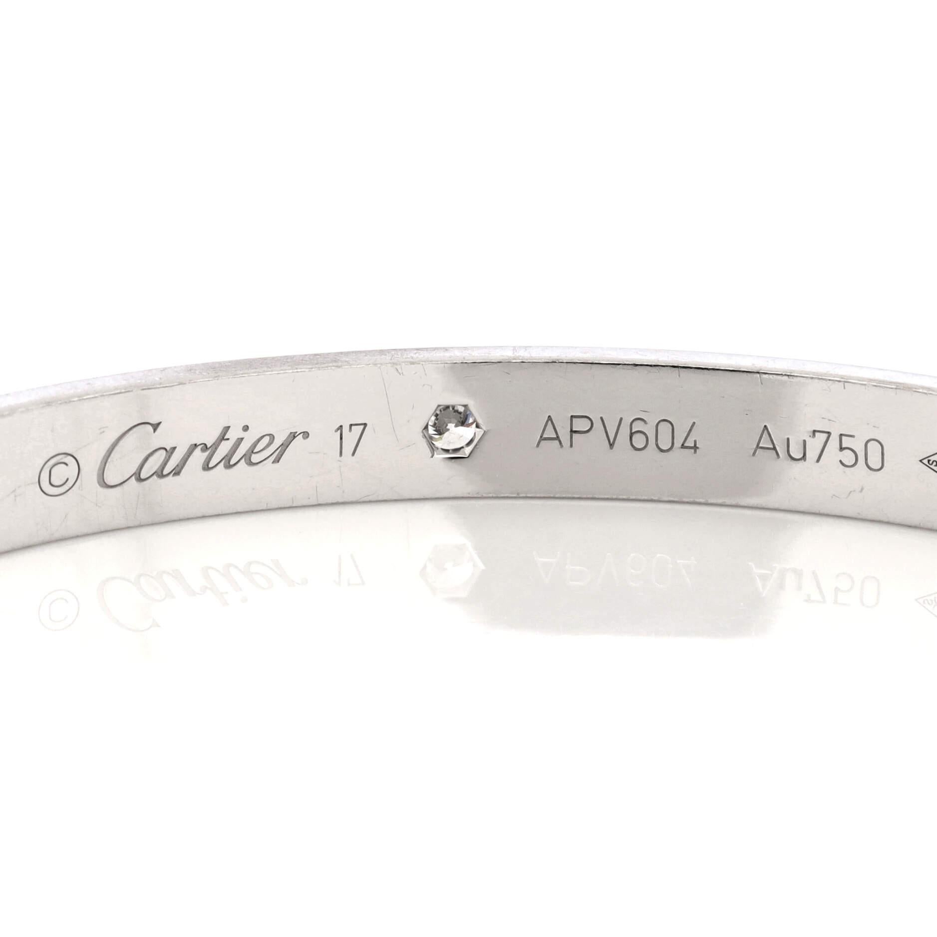 Women's Cartier Love 1 Diamond Cuff Bracelet 18k White Gold with Diamond