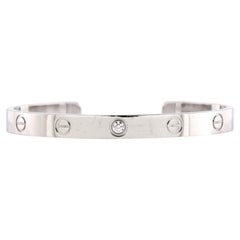 Cartier Love 1 Diamond Cuff Bracelet 18k White Gold with Diamond