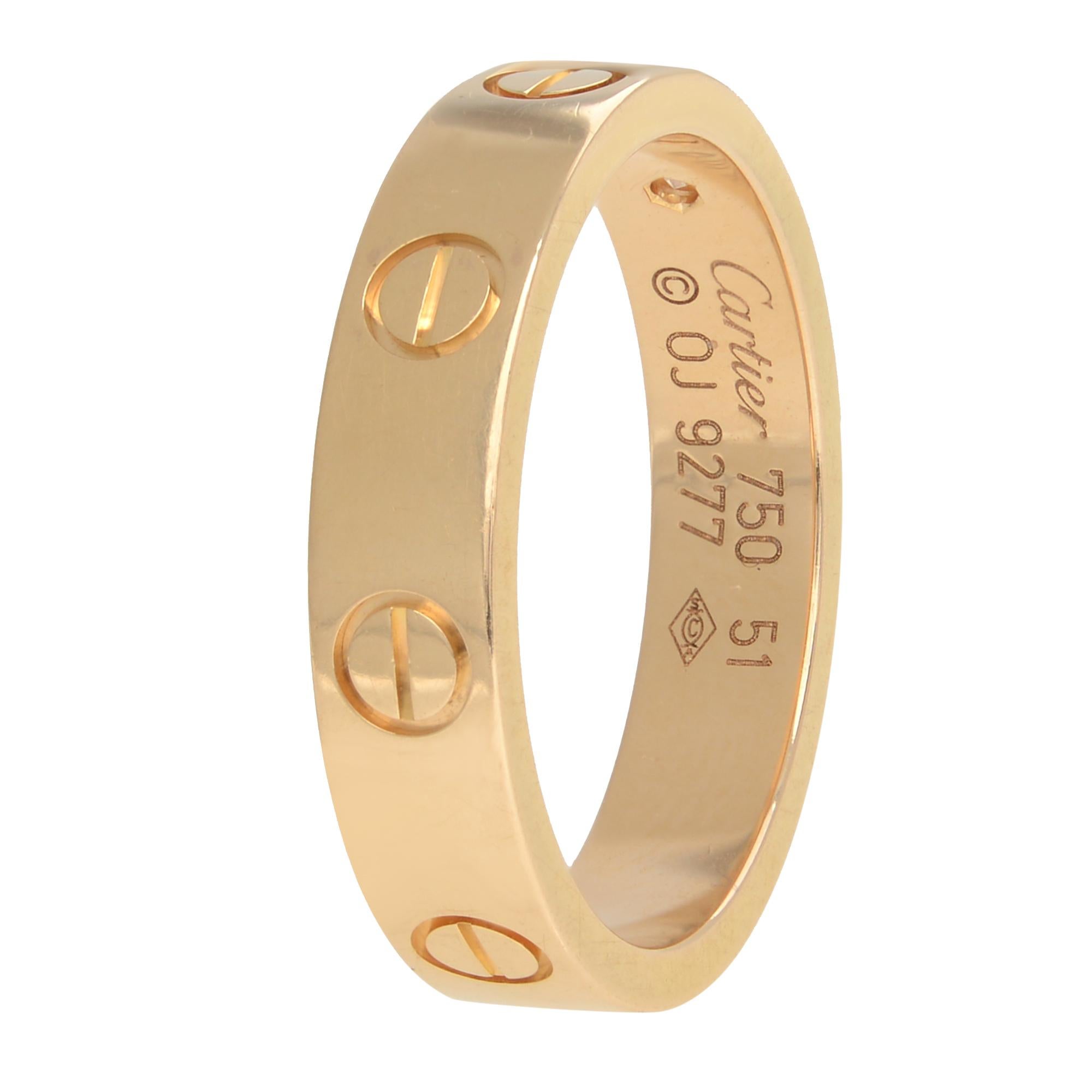 Modern Cartier Love 1 Diamond Wedding Band 18K Yellow Gold For Sale