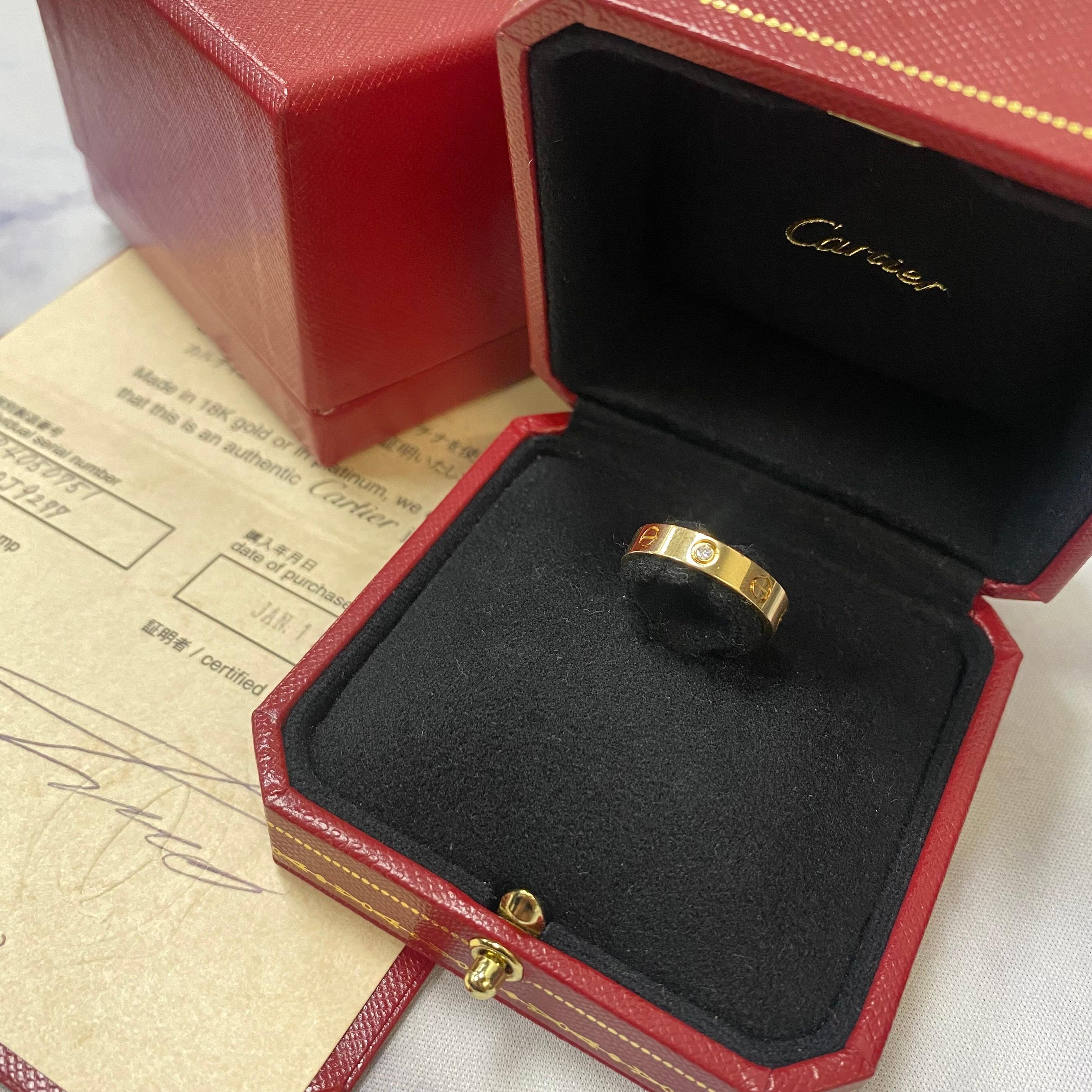 Cartier Love 1 Diamant-Ehering aus 18 Karat Gelbgold mit Diamanten im Zustand „Hervorragend“ im Angebot in New York, NY
